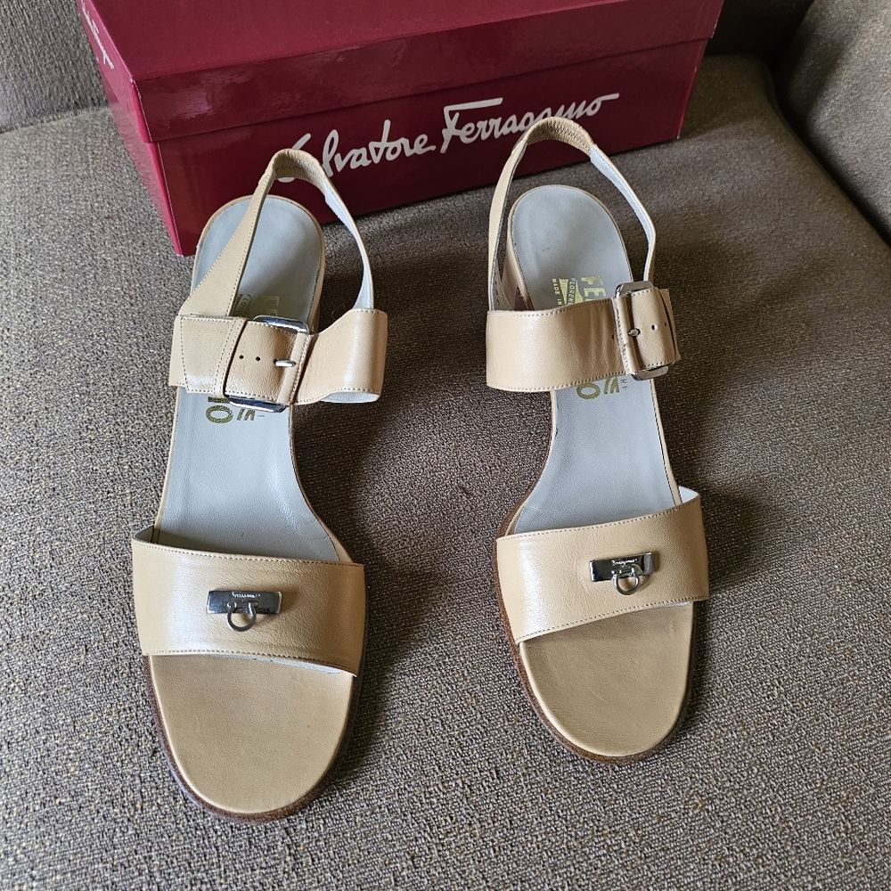 Salvatore Ferragamo Naturale Nappa Leather Sandals